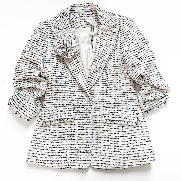 Cinq A Sept Tweed Pricilla Blazer Ivory Navy Size 2 NEW NWT - Picture 2 of 8